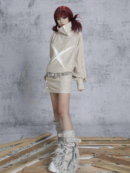 Ariadna Punk Knit High Collar Loose Fit Thick Soft Vintage Femme