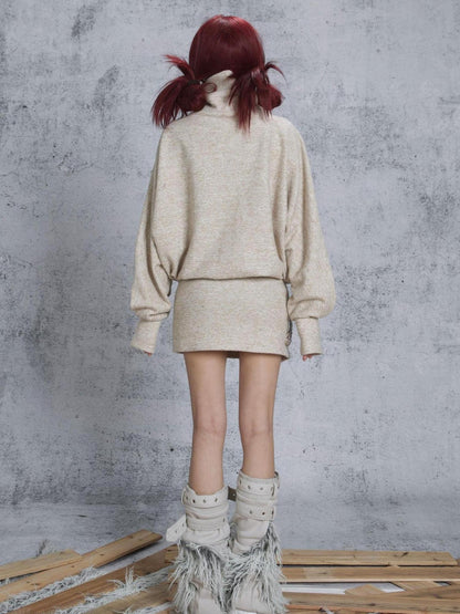 ARIADNAw Ariadna Punk Knit High Collar Loose Fit Thick Soft Vintage Femme