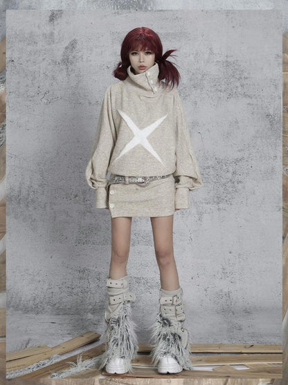 Ariadna Punk Knit High Collar Loose Fit Thick Soft Vintage Femme