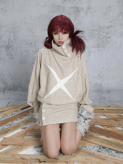 Ariadna Punk Knit High Collar Loose Fit Thick Soft Vintage Femme