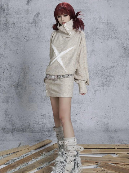 Ariadna Punk Knit High Collar Loose Fit Thick Soft Vintage Femme