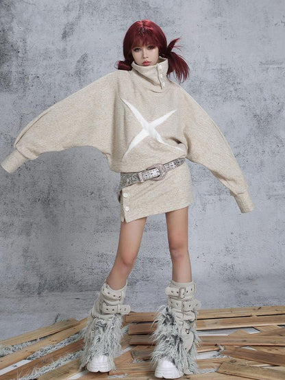 ARIADNAw Ariadna Punk Knit High Collar Loose Fit Thick Soft Vintage Femme