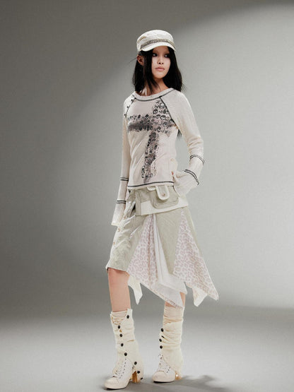 ARIADNAw Ariadna Punk Rock Print Elastic High Waist Women Pants