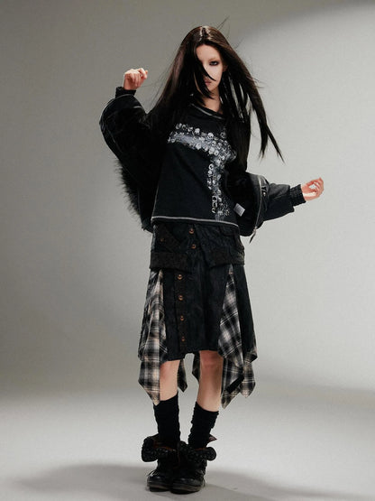 Ariadna Punk Rock Print Elastic High Waist Women Pants