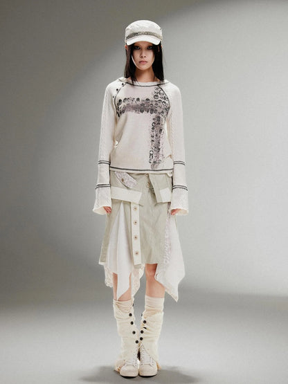 Ariadna Punk Rock Print Elastic High Waist Women Pants