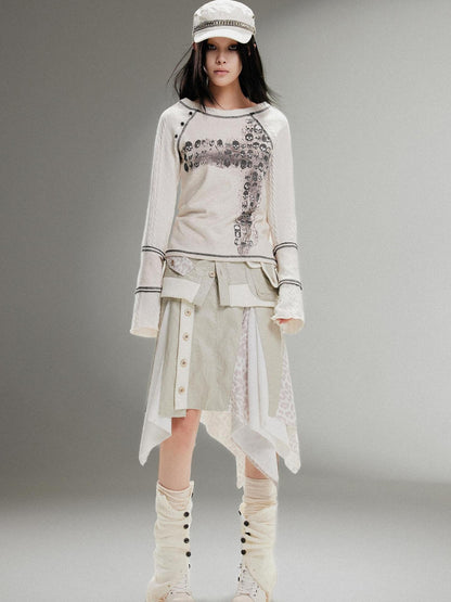 ARIADNAw Ariadna Punk Rock Print Elastic High Waist Women Pants