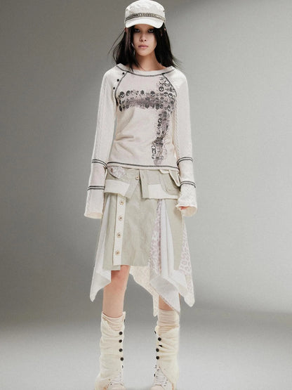 Ariadna Punk Rock Print Elastic High Waist Women Pants