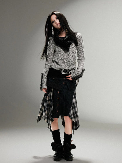 Ariadna Punk Rock Vintage Asymmetrical Leather Mini Skirt