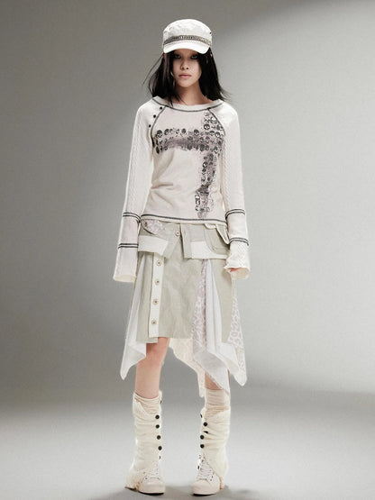 Ariadna Punk Rock Vintage Asymmetrical Leather Mini Skirt