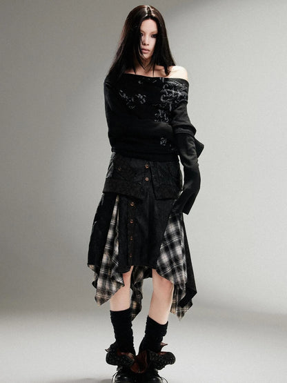 Ariadna Punk Rock Vintage Asymmetrical Leather Mini Skirt