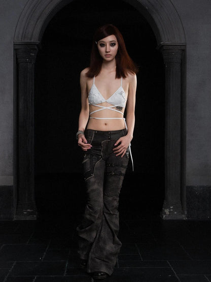Ariadna S Punk Diamond Cutout Bikini Top