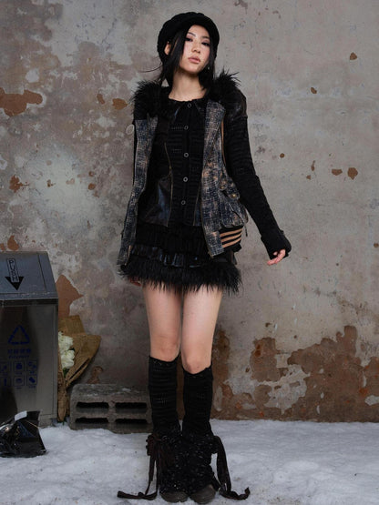 ARIADNAw Ariadna S Punk Palace Recyclable Layered Fur Cake Skirt