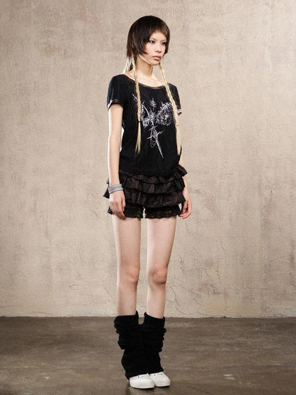 Ariadna S Vintage Punk Print Bronze Sleeveless Tee