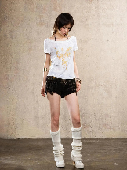 Ariadna S Vintage Punk Print Bronze Sleeveless Tee