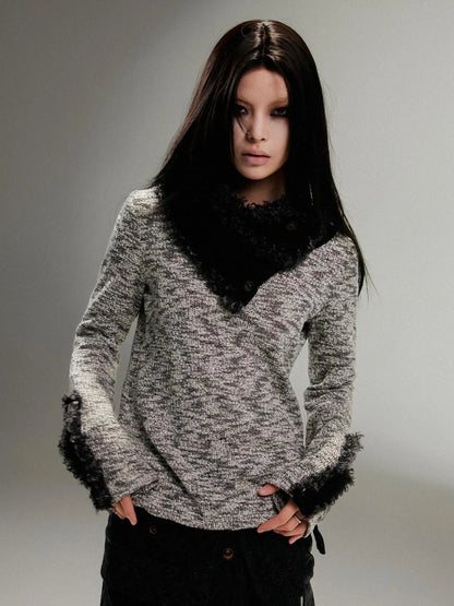 Ariadna W Reversible Punk Knit Scarf Detachable Vintage Wrap