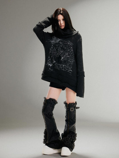 ARIADNAw Ariadnaw Punk Rock Low Rise Leather Shorts With Wool Leg Warmers