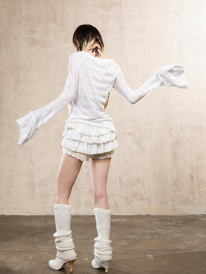 ARIADNAw Ariana Collage Stripe Punk Sleeve Top