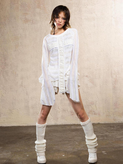 ARIADNAw Ariana Collage Stripe Punk Sleeve Top