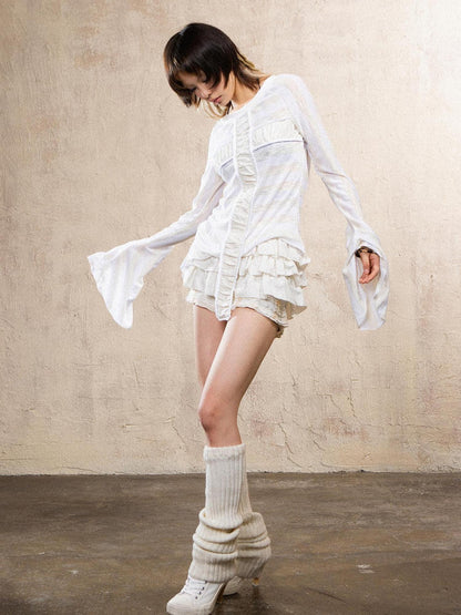 ARIADNAw Ariana Collage Stripe Punk Sleeve Top