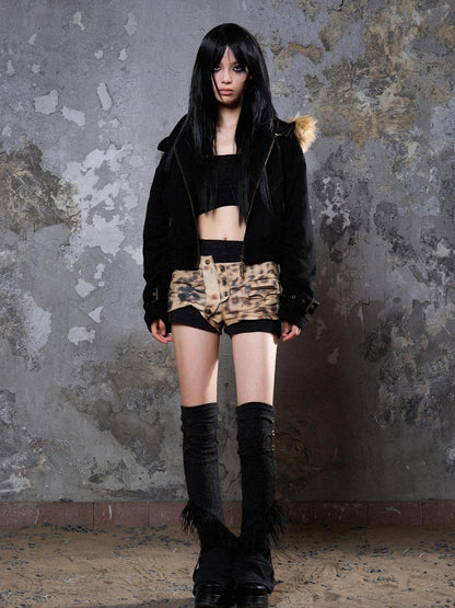 ARIADNAw Ariana Low Rise Contrast Shorts With Knit Socks Y2k Punk