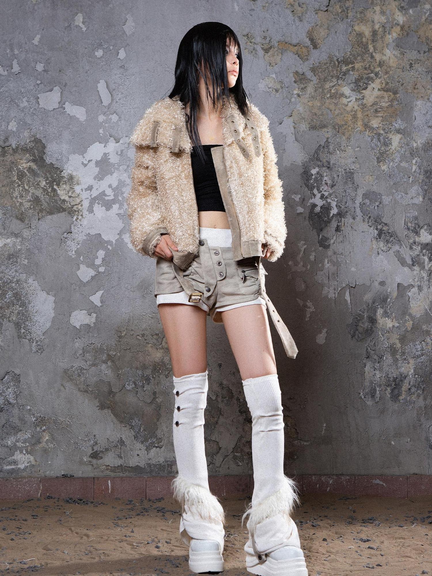 ARIADNAw Ariana Low Rise Contrast Shorts With Knit Socks Y2k Punk
