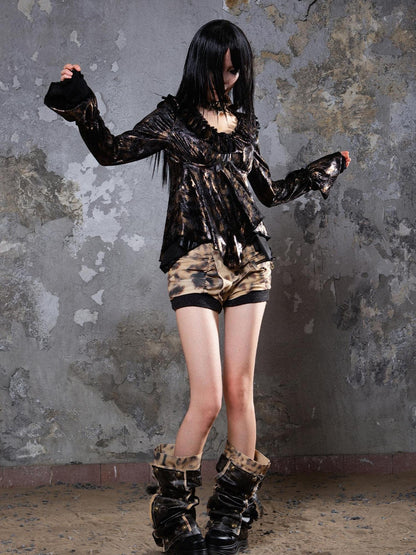 ARIADNAw Ariana Low Rise Contrast Shorts With Knit Socks Y2k Punk