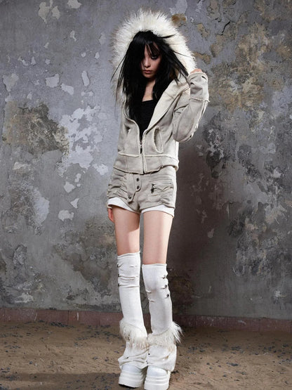 Ariana Low Rise Contrast Shorts With Knit Socks Y2k Punk