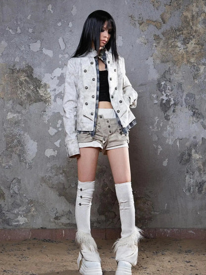 Ariana Low Rise Contrast Shorts With Knit Socks Y2k Punk