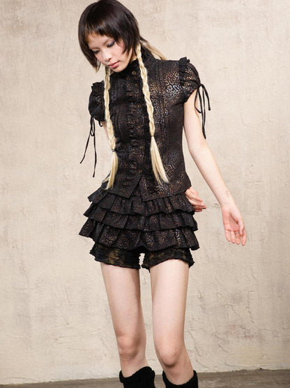 ARIADNAw Ariana S Leopard Punk Mini Skort Low Waist Harajuku Style