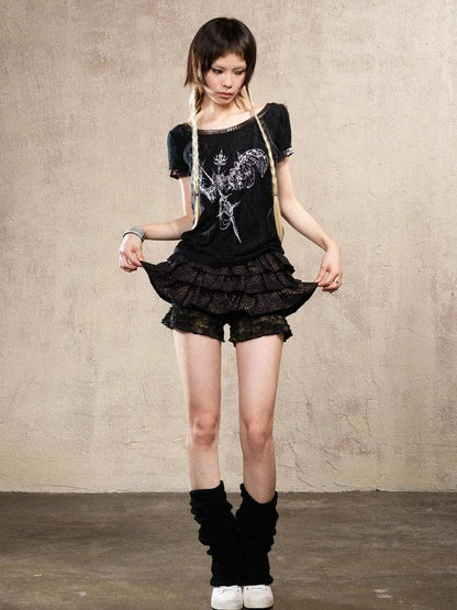 Ariana S Leopard Punk Mini Skort Low Waist Harajuku Style
