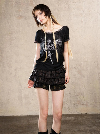 Ariana S Leopard Punk Mini Skort Low Waist Harajuku Style