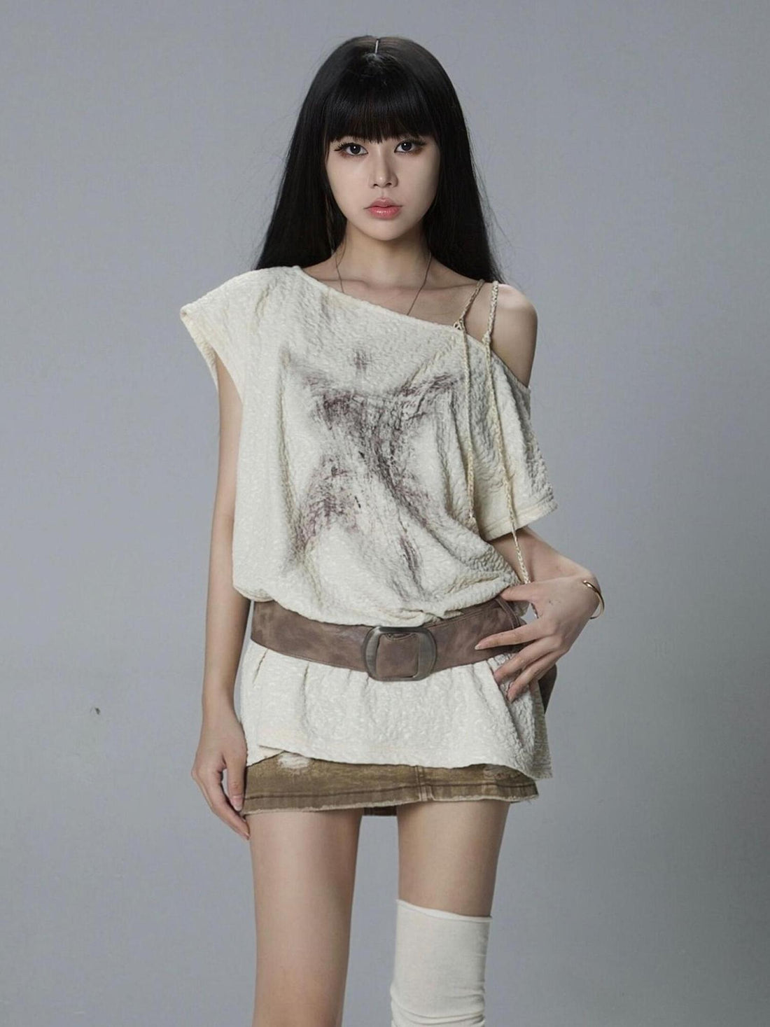ARIADNAw Ariana Sleeveless Loose Print Summer Tee Slim Fit Lightweight Top