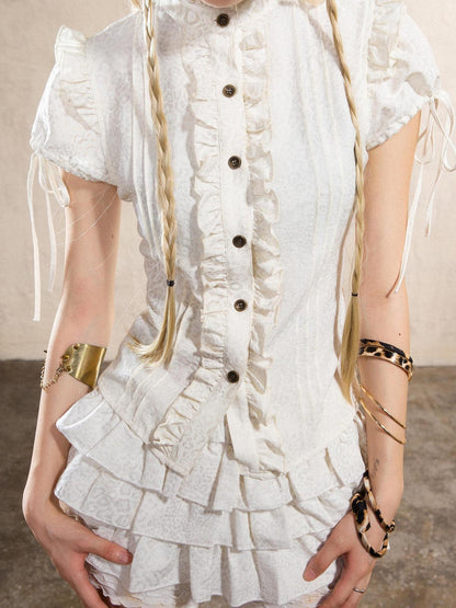 ARIADNAw Ariana Slim Leopard Print Punk Shirt