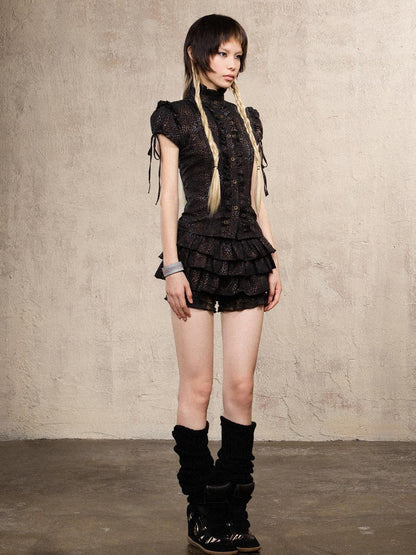 ARIADNAw Ariana Slim Leopard Print Punk Shirt