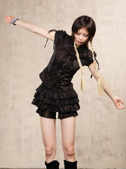 ARIADNAw Ariana Slim Leopard Print Punk Shirt
