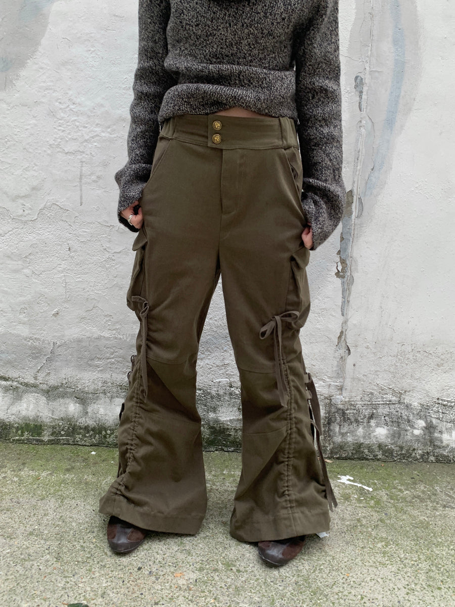 ang project Vintage Lace Up Wide Leg Cargo Pants