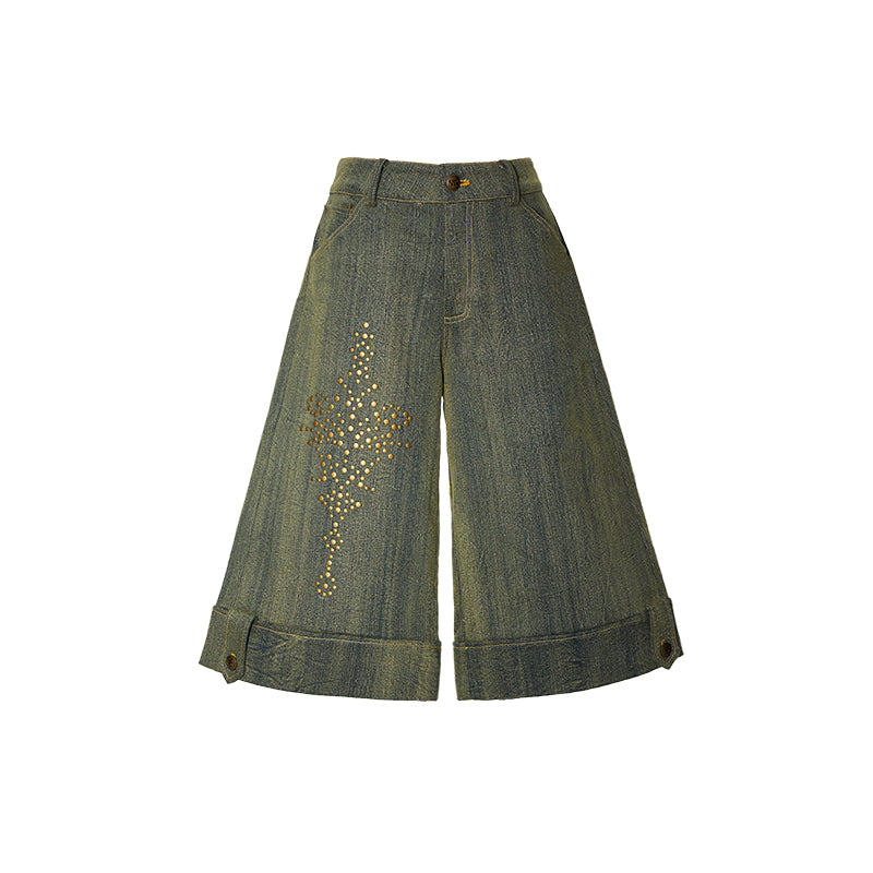 YOSHUYUKI Yoshuyuki Original Autumn Winter Studded Pattern Washed Jeans