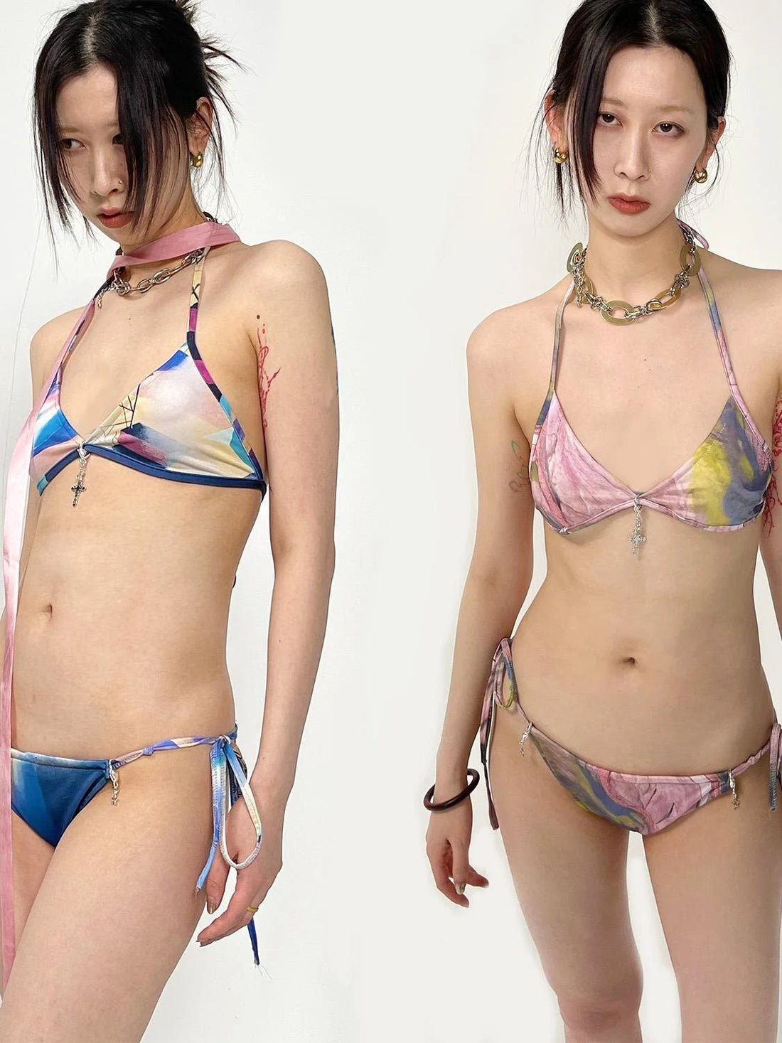 Artistic Tie-Front Convertible Swim Set