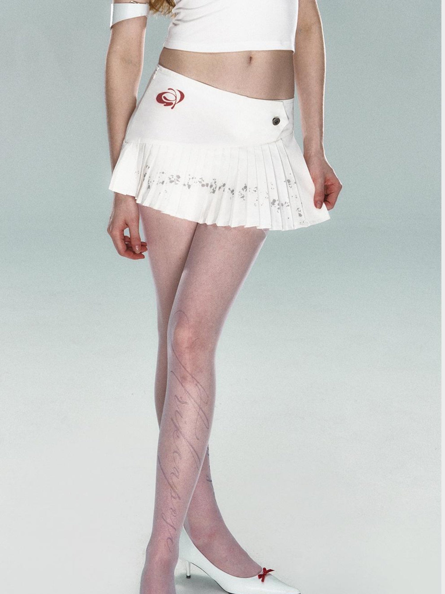 STRIKE A POSE Asym Ink Print Pleated Mini Skirt Urban Chic A-Line Dresses