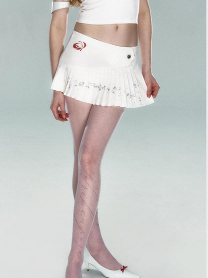 STRIKE A POSE Asym Ink Print Pleated Mini Skirt Urban Chic A-Line Dresses