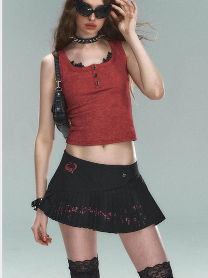 STRIKE A POSE Asym Ink Print Pleated Mini Skirt Urban Chic A-Line Dresses