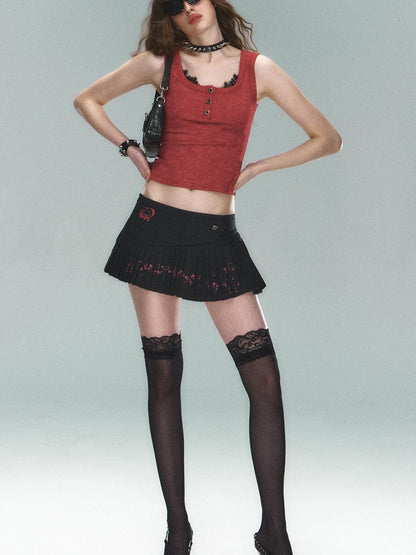 STRIKE A POSE Asym Ink Print Pleated Mini Skirt Urban Chic A-Line Dresses