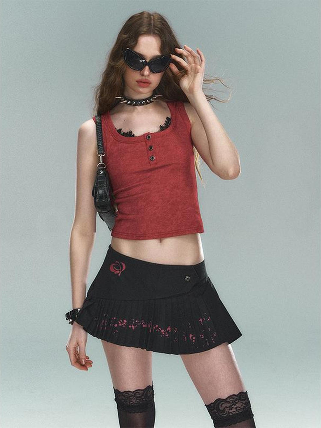 STRIKE A POSE Asym Ink Print Pleated Mini Skirt Urban Chic A-Line Dresses