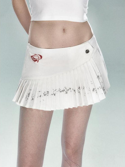 STRIKE A POSE Asym Ink Print Pleated Mini Skirt Urban Chic A-Line Dresses