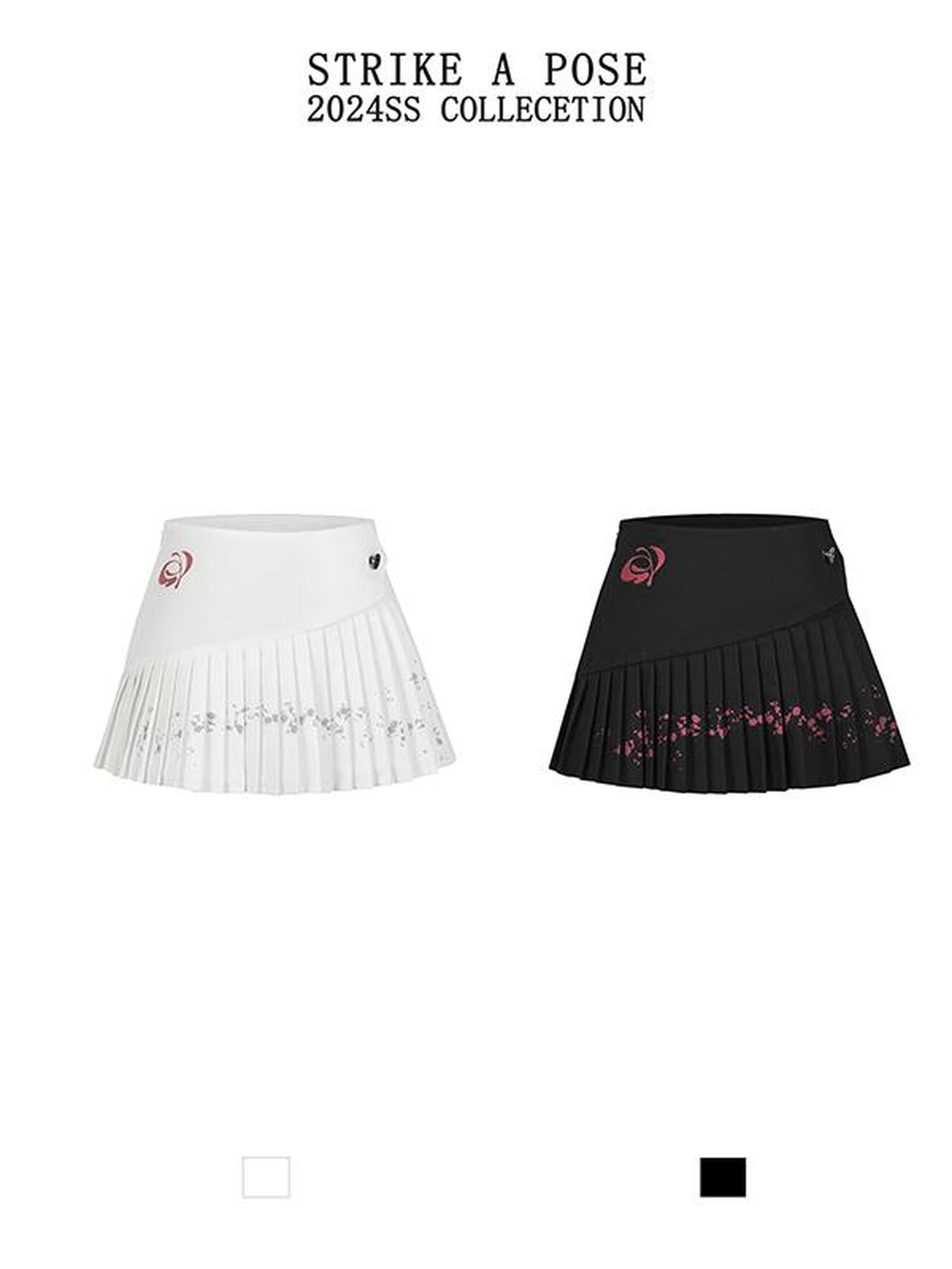 STRIKE A POSE Asym Ink Print Pleated Mini Skirt Urban Chic A-Line Dresses