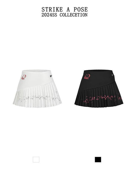 STRIKE A POSE Asym Ink Print Pleated Mini Skirt Urban Chic A-Line Dresses