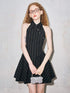 DIDDI MODA Asymmetrical Striped Waist Defining Summer Dress