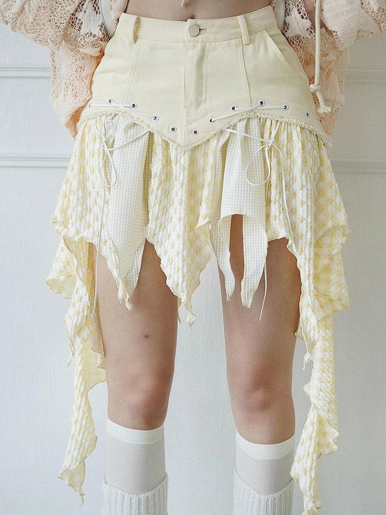 Asymmetrical Tan Asian Style Skirt