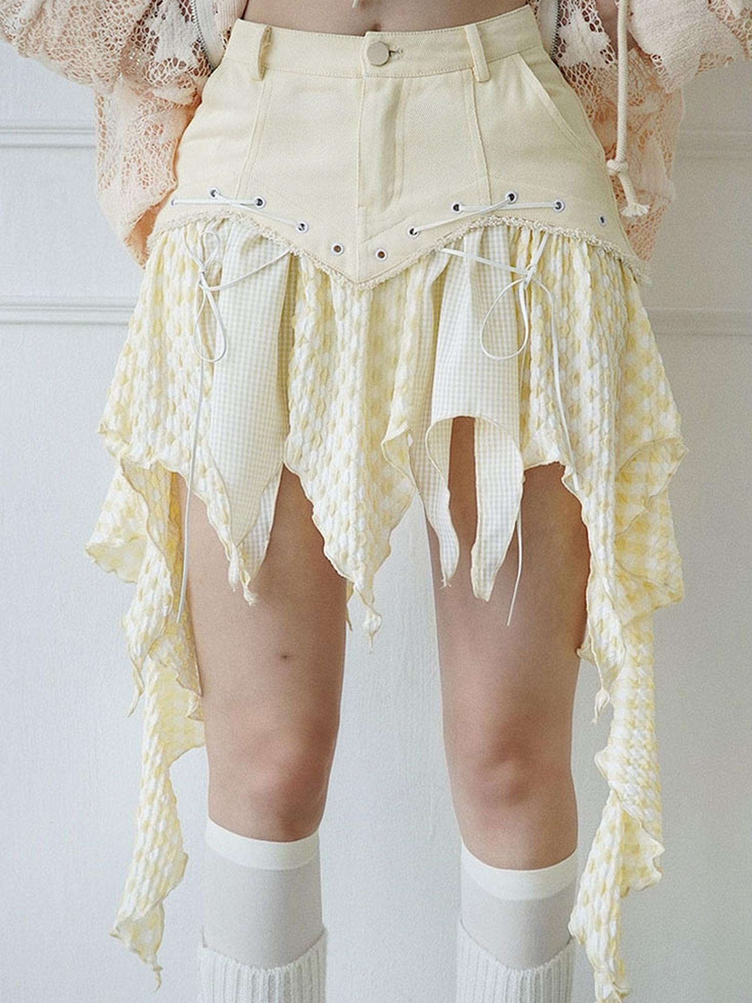 WSW WUSHENWU Asymmetrical Tan Asian Style Skirt