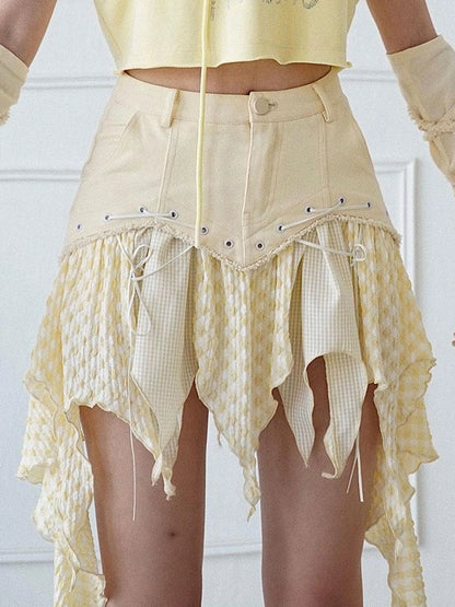 Asymmetrical Tan Asian Style Skirt